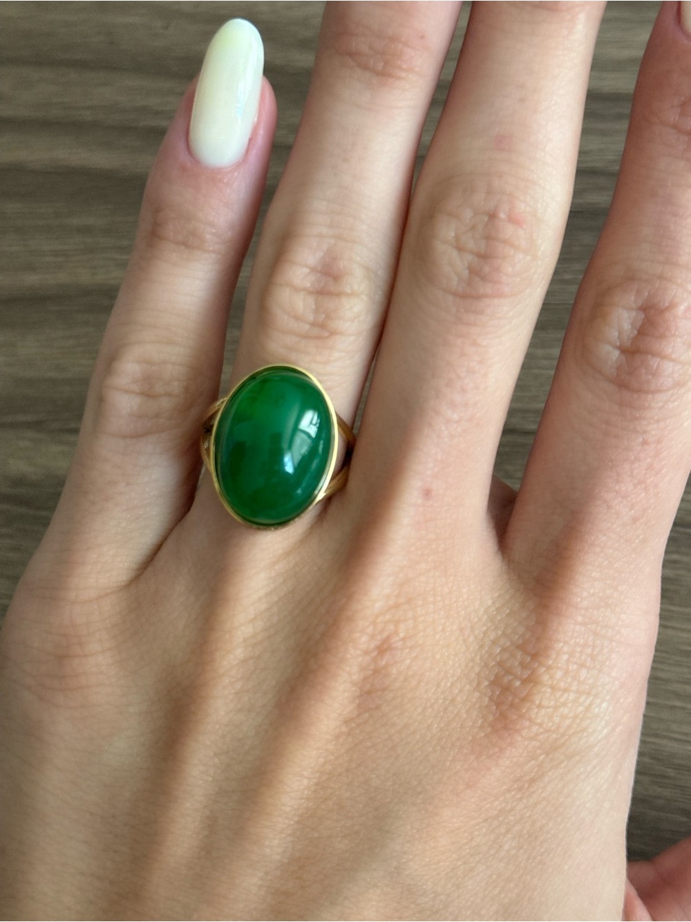 Green stone ring Q1029 - Picture 4 of 5